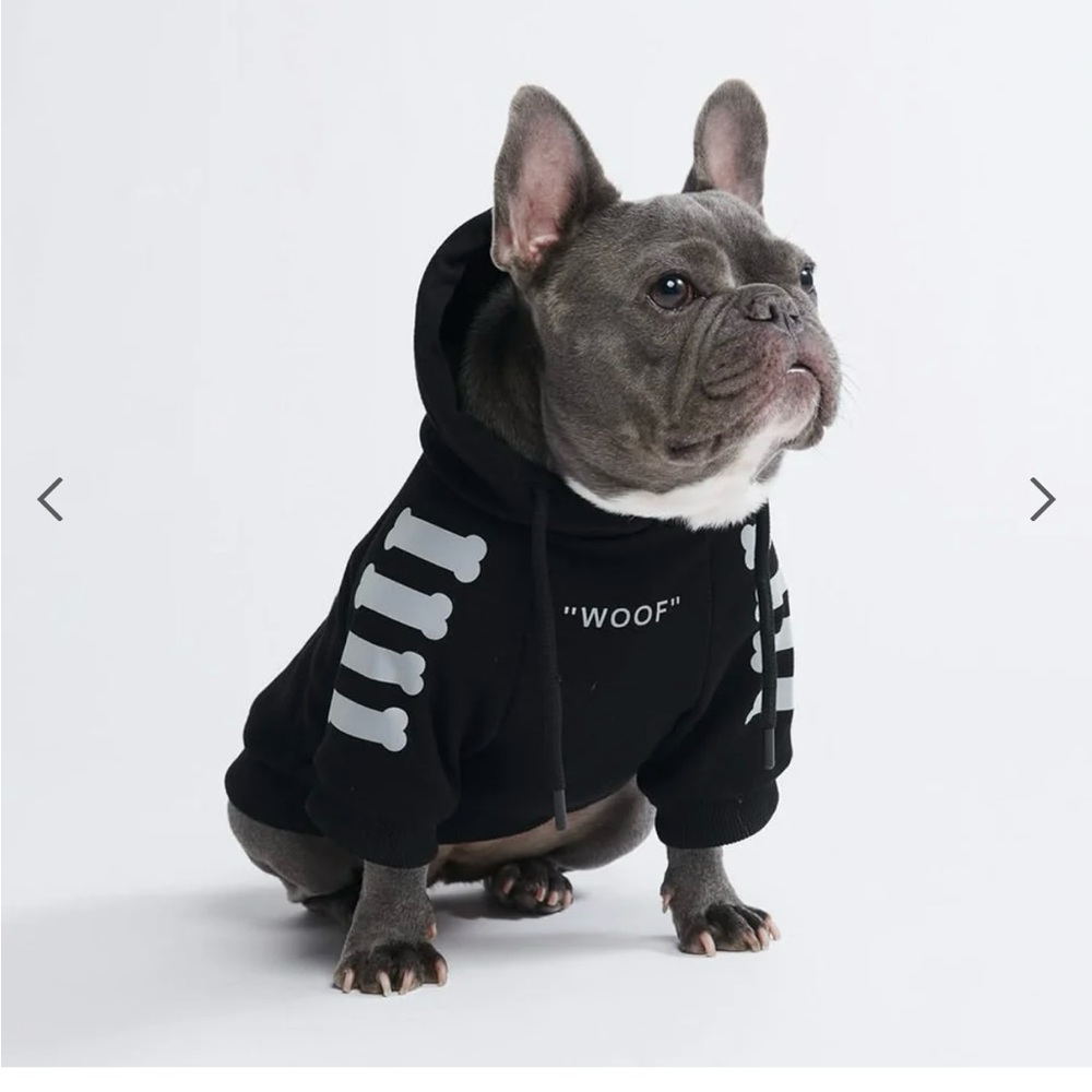 Spark Paws Black Dog Hoodie with reflective Skeleton Design
